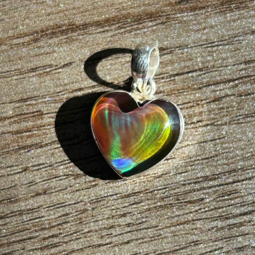 925 Sterling Silver Heart-Shaped Royal Opal Pendant